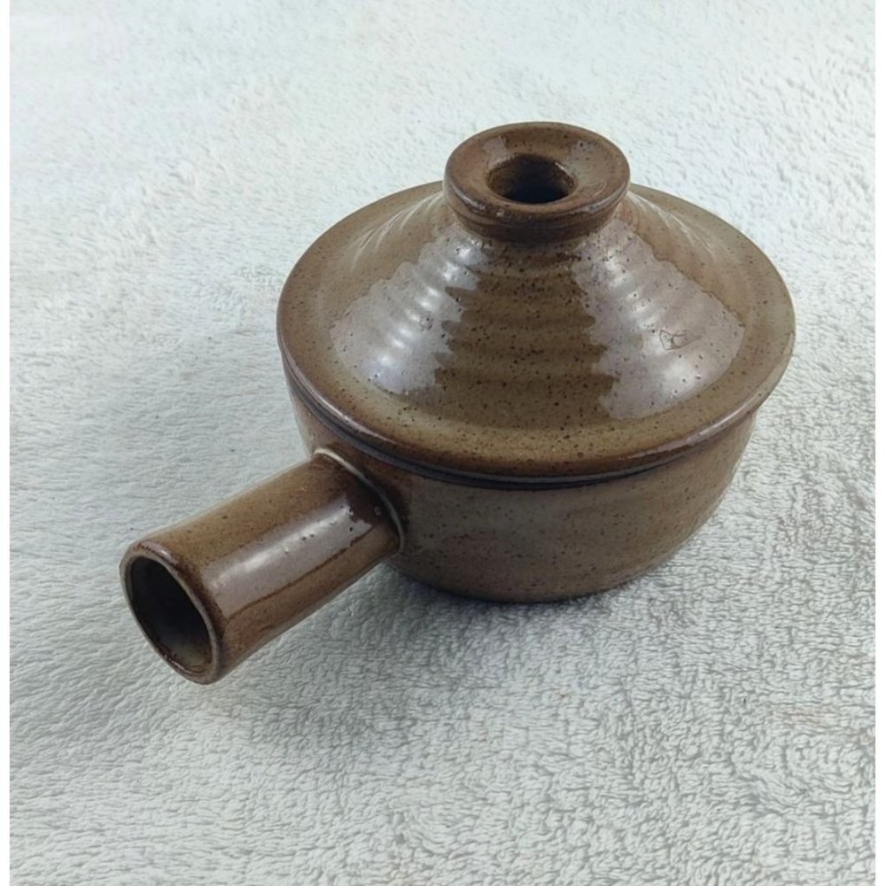 Bean Pot Stoneware Baking Bowl Vented Lid Pottery Handmade Bakeware Soup Chowder